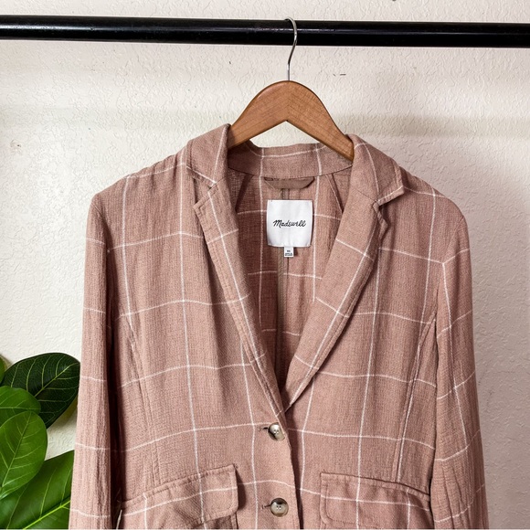 Madewell Breezewoven Larsen Blazer in Windowpane Size XS in Sandstone - Picture 4 of 12
